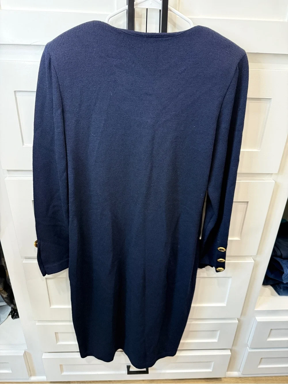 St. John Navy Knit Cardigan with Gold Trim Buttons - Picture 3 of 4